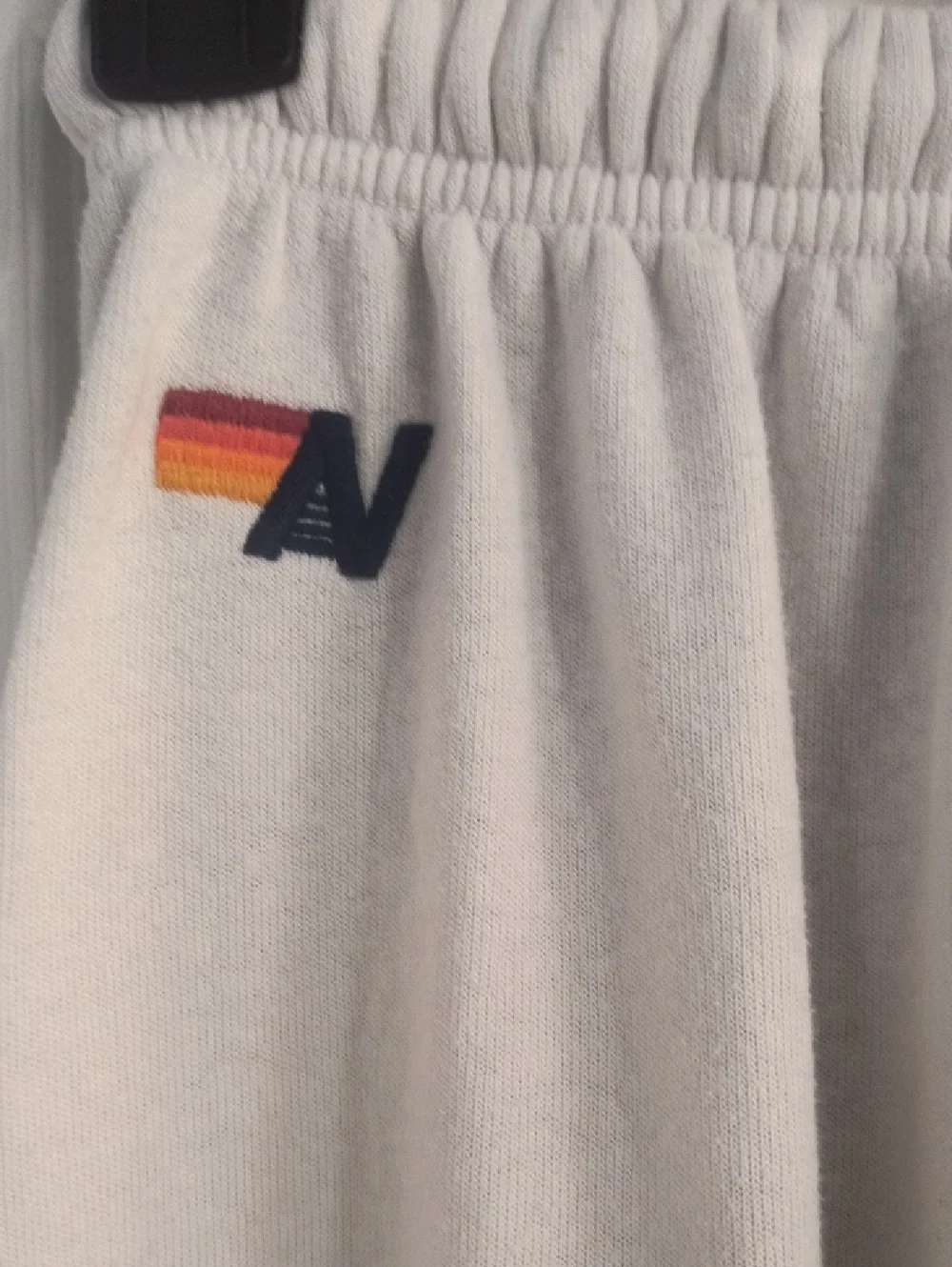 Aviator Nation 5 Stripe Sweatpants in White Pastel Rainbow Stripes Size XS - Picture 2 of 5